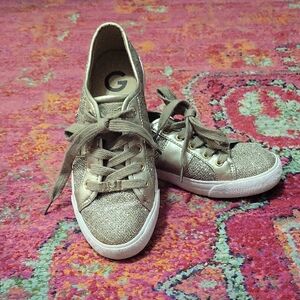 G by Guess Los Angeles Backer 3 Gold Glitter Sneakers